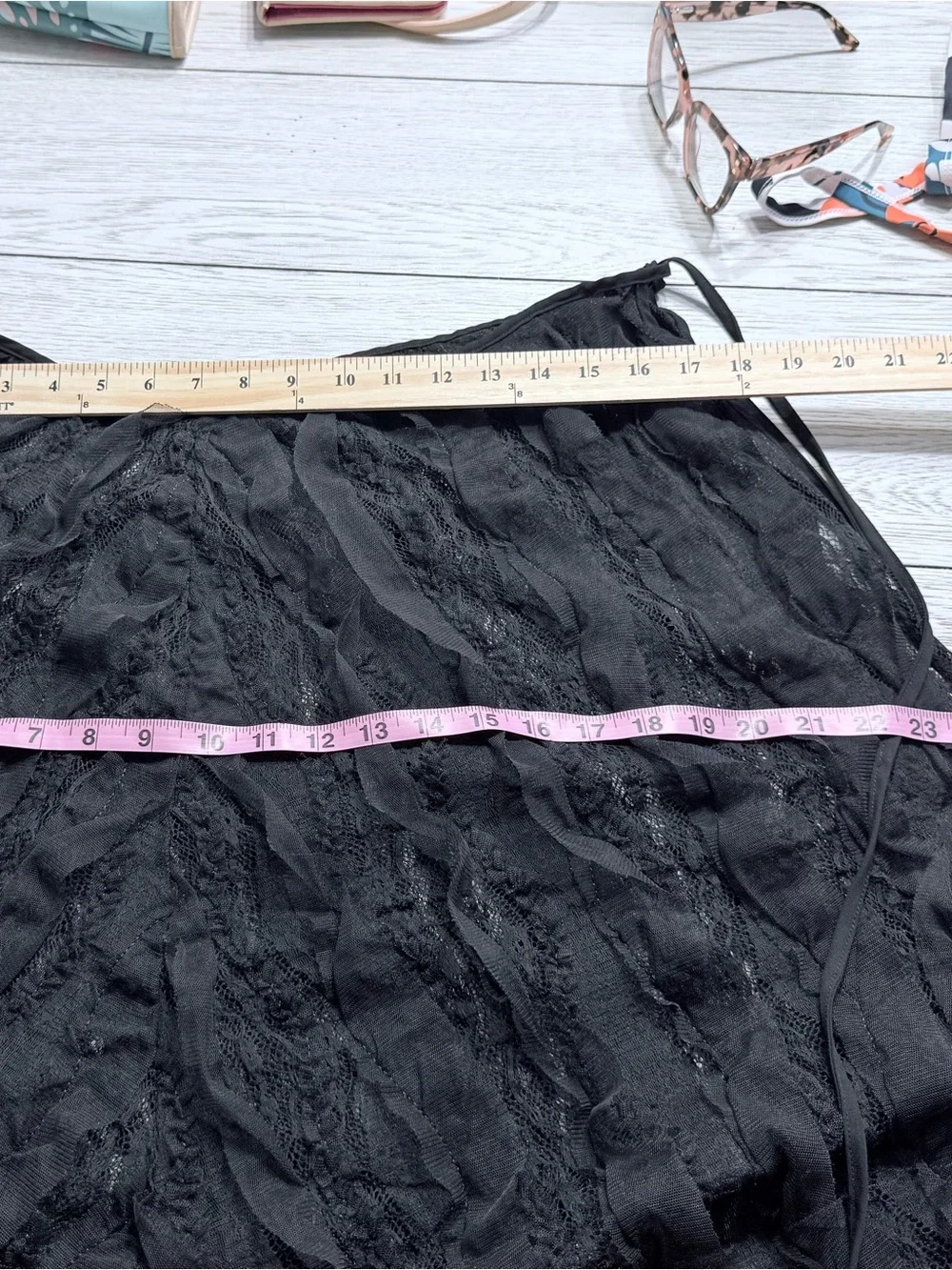 Free People Skirt size Large Maxi Black lace Layered A-Line side tie Worn once!